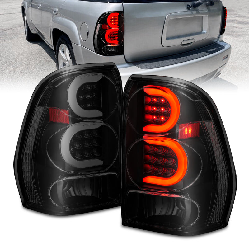 ANZO 2002-2009 Chevrolet Trailblazer LED Tail Lights w/ Light Bar Black Housing Smoke Lens 311372 311372 Photo - Primary