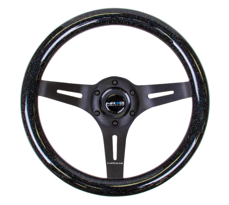 NRG Classic Wood Grain Steering Wheel (310mm) Black Sparkle w/Blk 3-Spoke Center ST-310BSB-BK ST-310BSB-BK Photo - Primary