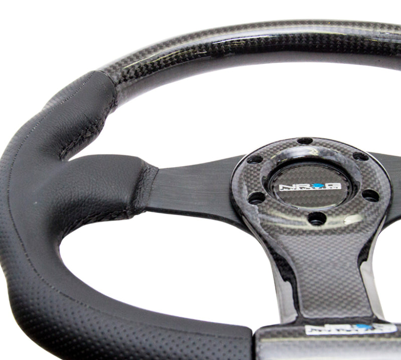 NRG Carbon Fiber Steering Wheel 350mm Black Oval Shape ST-013CFBK Photo - Primary
