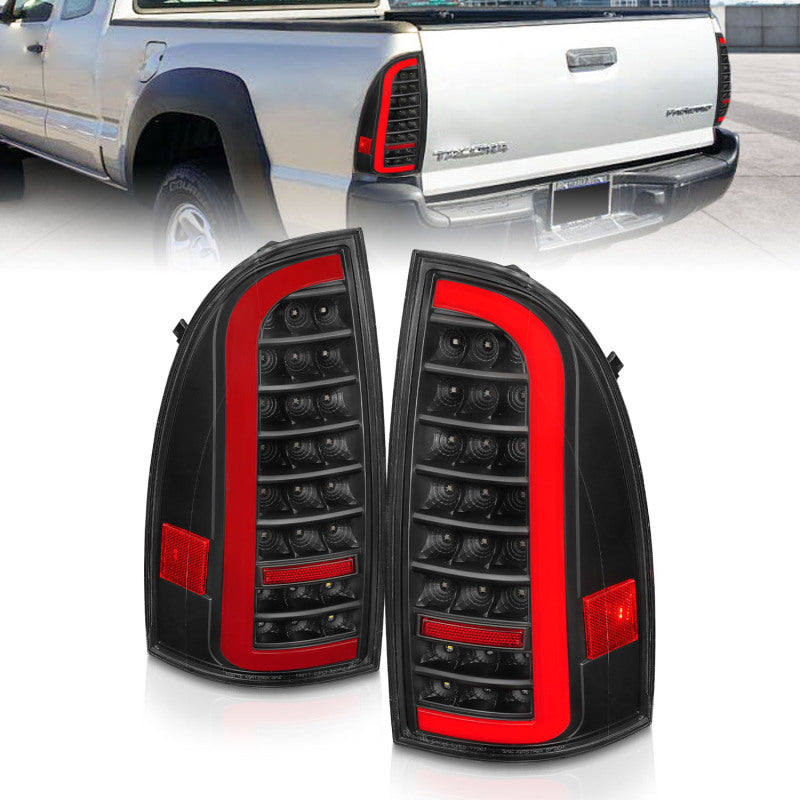 ANZO 05-15 Toyota Tacoma Full LED Tail Lights w/Light Bar Sequential Black Housing Clear Lens 311427 311427 Photo - Primary
