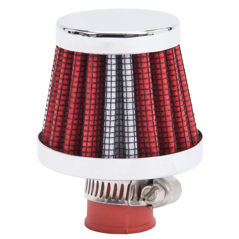 Edelbrock Valve Cover Breathers, 9mm Inlet, Red/Chrome 43511 Photo - Primary