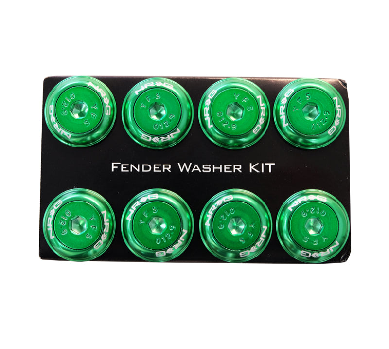 NRG Fender Washer Kit w/Color Matched M8 Bolt Rivets For Plastic (Green) - Set of 8 FW-800GN FW-800GN Photo - Primary