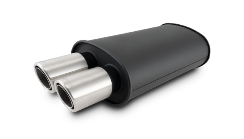 Vibrant STREETPOWER Blk Oval Muffler w/Dual Center Tip 3in Inlet ID 3in Tip OD 9in x 5in x 15in 12311 12311 Photo - Primary