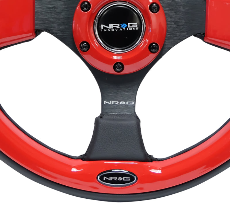 NRG Reinforced Steering Wheel- 320mm Sport Steering Wheel w/ Red Trim RST-001RD Photo - Primary