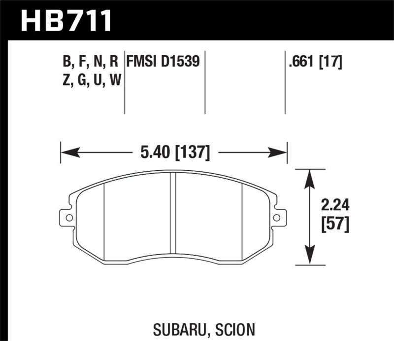 Hawk DTC-70 Front Brake Pads FR-S BRZ HB711U.661 Photo - Primary