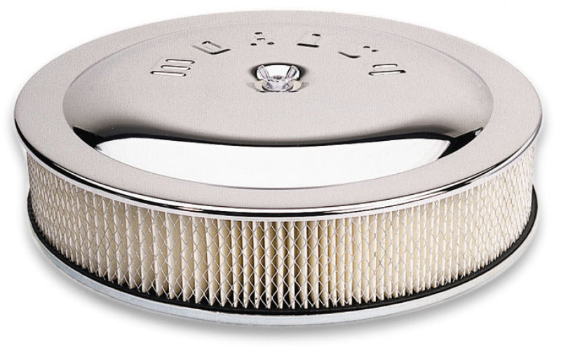 Moroso Flat Bottom Racing Air Cleaner, 14"X3", Chrome 65911 Photo - Primary