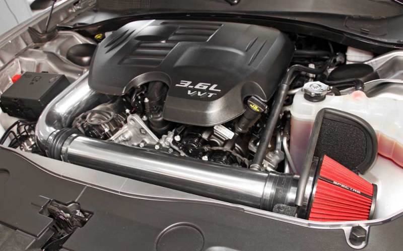 Spectre 11-17 Challenger/Charger 3.6L Air Intake Kit - Polished w/Red Filter 9028 9028 Photo - Mounted