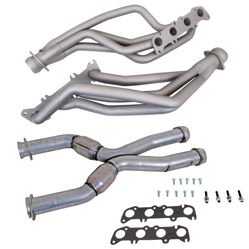 BBK 86-04 Ford Mustang Coyote Swap 1-3/4in Long Tube Headers w/High Flow Catted X-Pipe (Ti Ceramic) 16342 16342 Photo - Primary