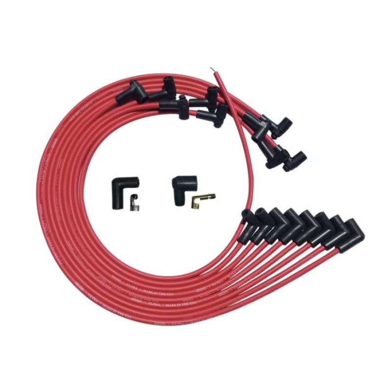 Moroso SBC Under Header 90 Deg Plug HEI Ultra Spark Plug Wire Set - Red 52028 52028 User 1