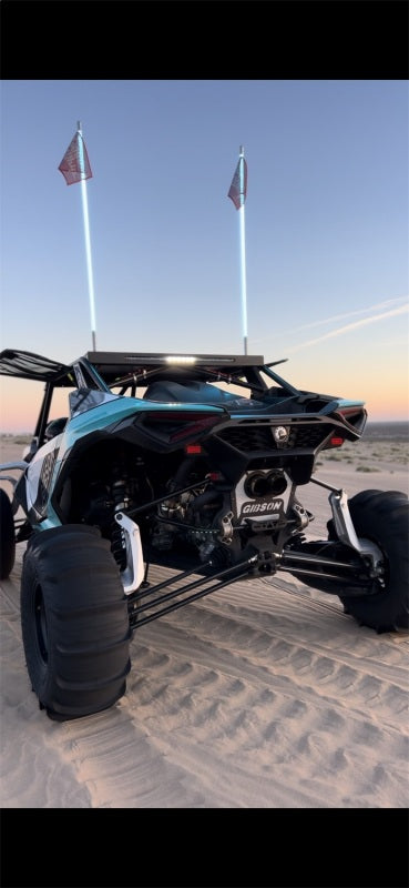 Gibson 2024 Cam-Am Maverick R 4in. T304 Stainless Round Dual Wall Slash-Cut Tip - Black Ceramic 98057 98057 Photo - Mounted