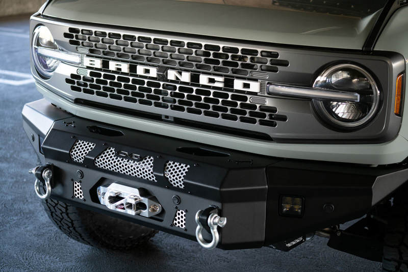 DV8 Offroad 2021+ Ford Bronco Front Bumper Winch Capable w/ Optional Bull Bar/Aux Light Opening FBBR-01 FBBR-01 Photo - Mounted