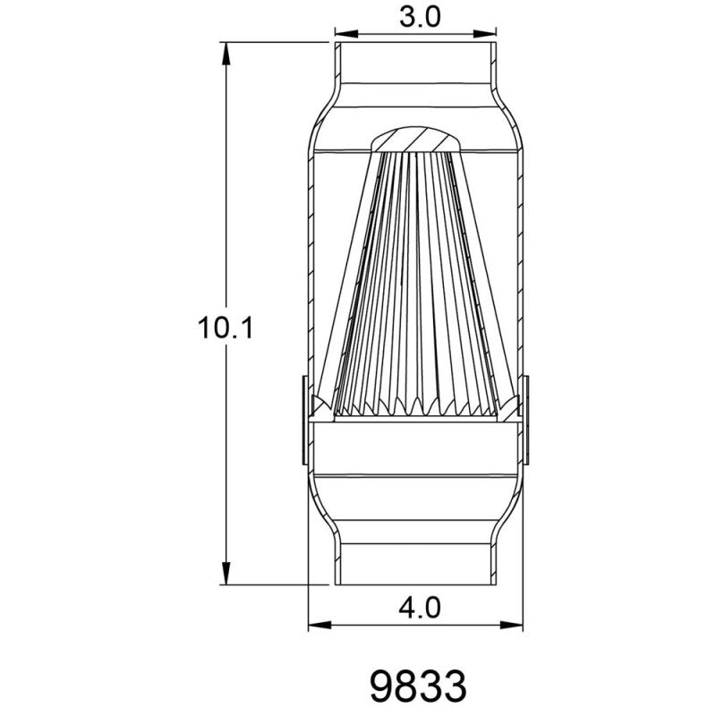 Spectre Inline Air Box 4in. w/Filter 9833 9833 Technical Drawing