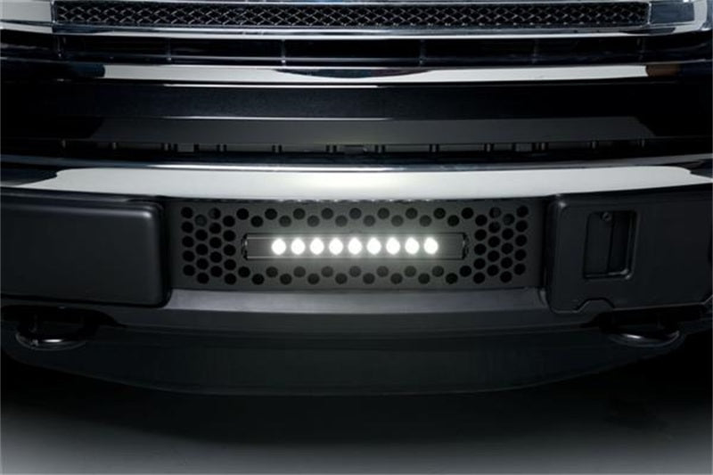 Putco 11-14 Ford F-150 EcoBoost SS Black Punch Bumper Grille Insert w/ 10in Luminix Light Bar 88182FPL 88182FPL Photo - Mounted
