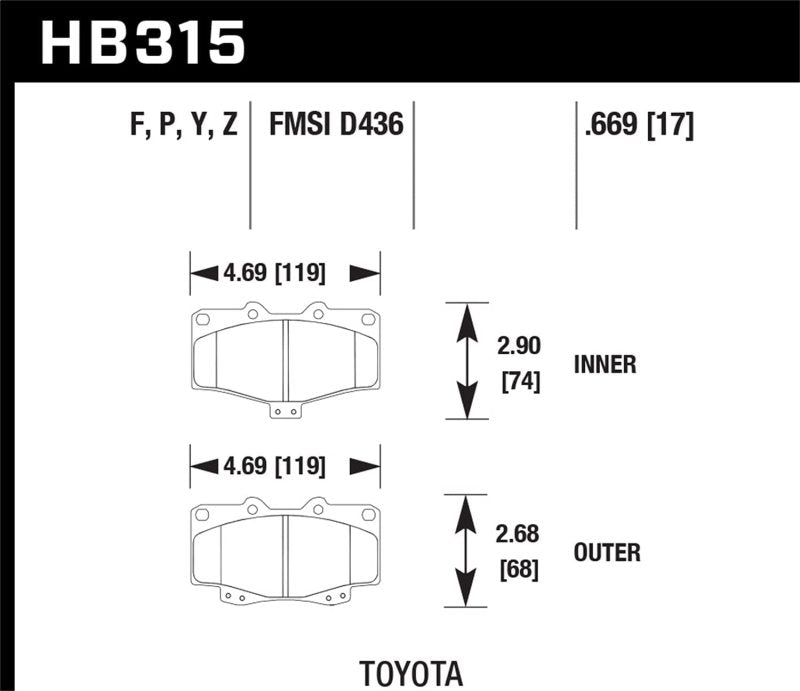 Hawk Performance Hawk 95-98 Toyota Tacoma HPS 5.0 Front Brake Pads HB315B.669 HB315B.669 User 1