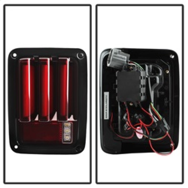 Spyder 07-16 Jeep Wrangler Version 2 Light Bar LED Tail Lights - Red Clear (ALT-YD-JWA07V2-LBLED-RC) 5084798 5084798 Photo - Unmounted
