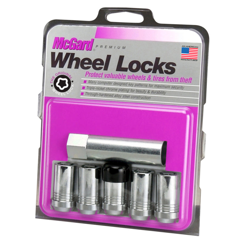 McGard Wheel Lock Nut Set - 5pk. (Cone Seat Tuner) M14X1.5 / 22mm Hex / 1.648in OAL - Chrome 25515 25515 Photo - in package