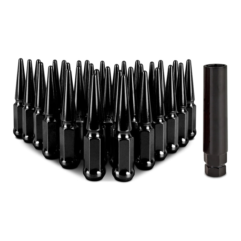 Mishimoto Mishimoto Steel Spiked Lug Nuts M14 x 1.5 32pc Set Black MMLG-SP1415-32BK MMLG-SP1415-32BK Photo - Primary