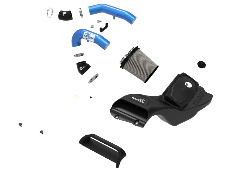 aFe 21-22 Ford F-150 Raptor V6-3.5L(tt) Momentum XP Cold Air Intake System Blue w/ Pro Dry S Filter 50-30072DL 50-30072DL Photo - Unmounted