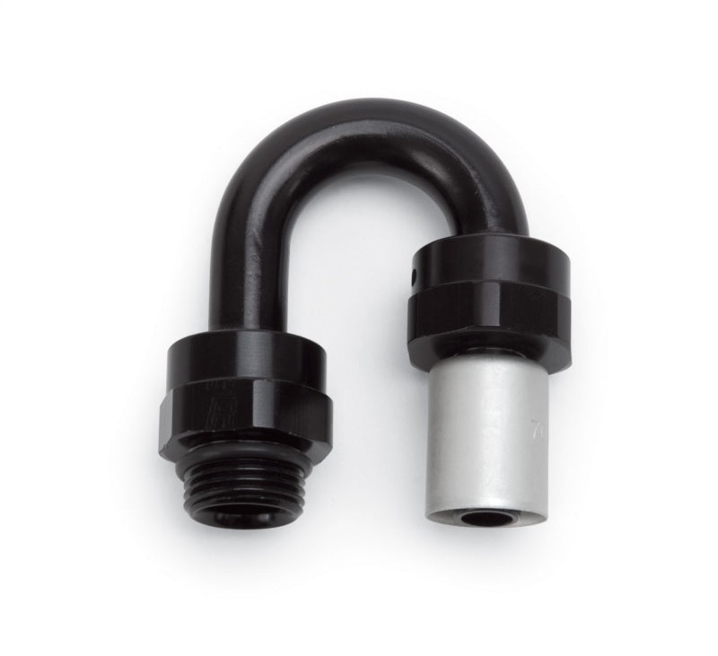 Russell Performance -6 SAE Port Male to -6 AN Hose 180 Degree Crimp On Hose End - Black Anodized 610820 610820 Photo - Primary