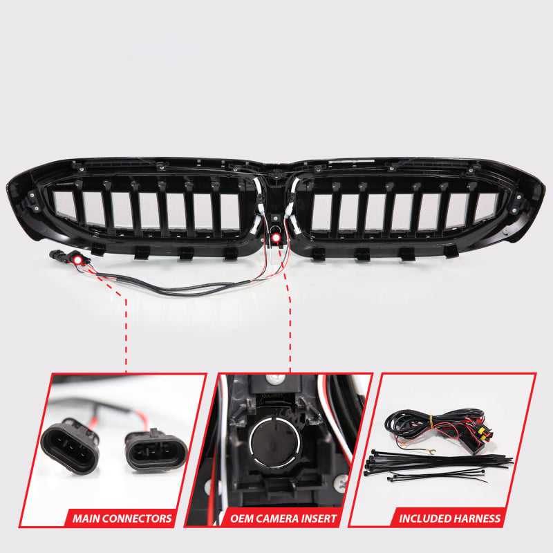 ANZO 19-22 BMW 3 Series Black Housing Full LED Front Grille w/ Initiation & Running Light 901027 901027 Photo - Unmounted