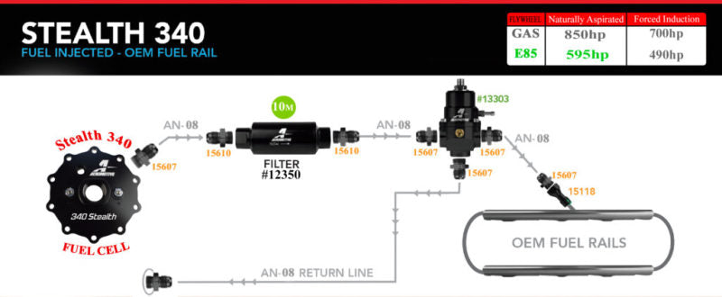 Aeromotive 20 Gallon 340 Stealth Fuel Cell 18665 Product Specifications Sheet