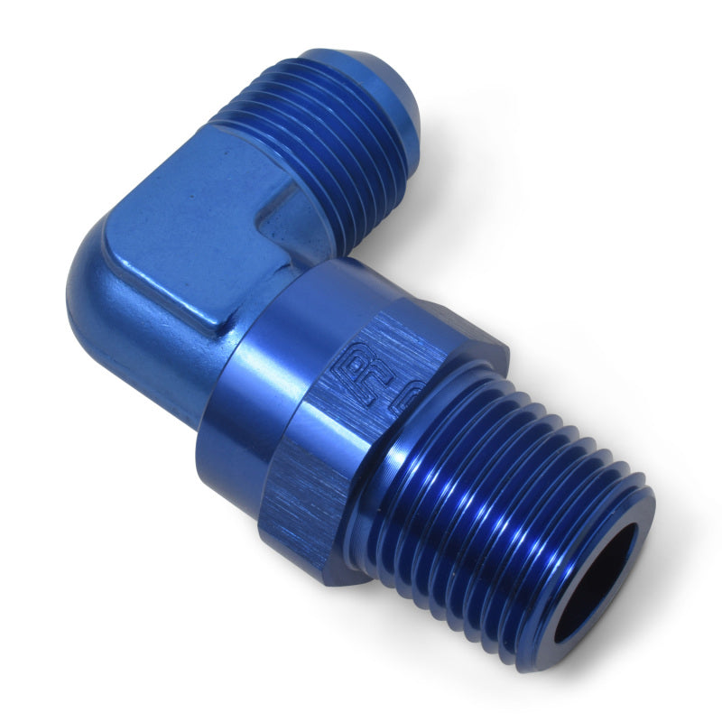 Russell #8 90° Male AN To Male Swivel NPT - Blue 614128 Photo - out of package