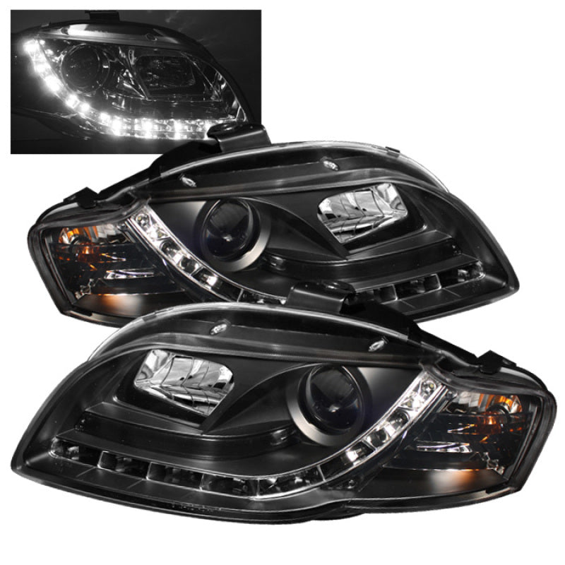 Spyder Audi A4 06-08 Projector Headlights Halogen Model Only - DRL Black PRO-YD-AA405-DRL-BK 5008572 5008572 Photo - Primary