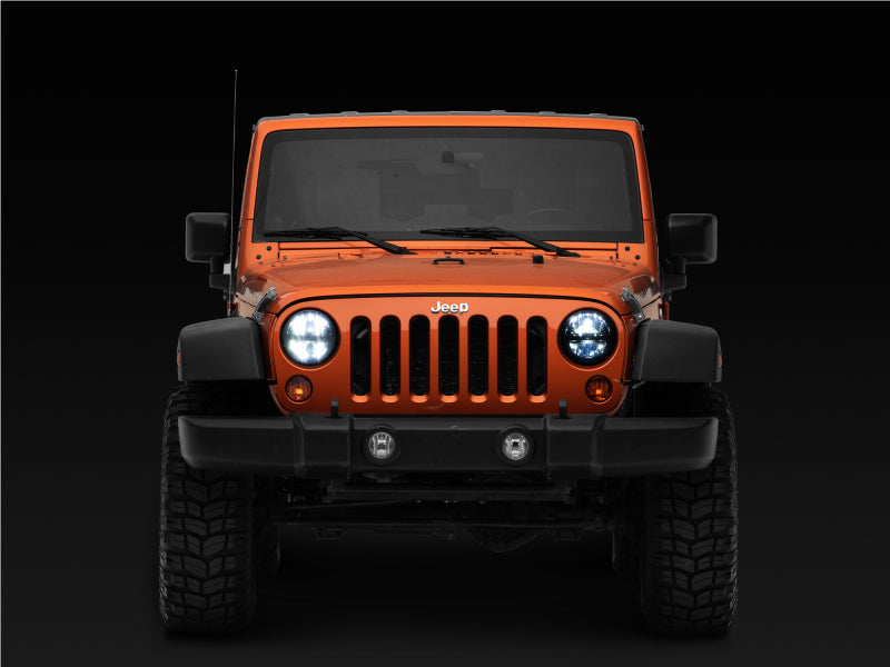 Raxiom 97-18 Jeep Wrangler TJ/JK Axial Series LED Headlights- Black Housing (Clear Lens) J108039 J108039 Photo - Close Up
