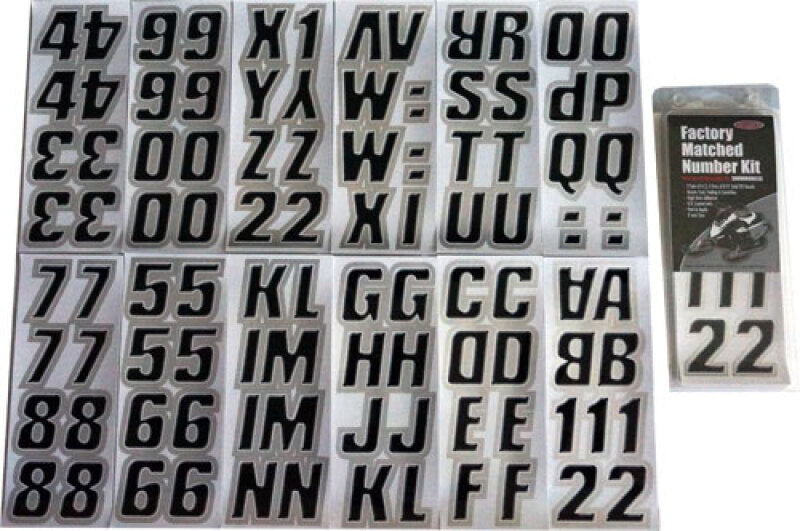Hardline Snowmobile Lettering Registration Kit 2 in. - 500 Black/Silver BLKSI500 BLKSI500 Photo - Primary