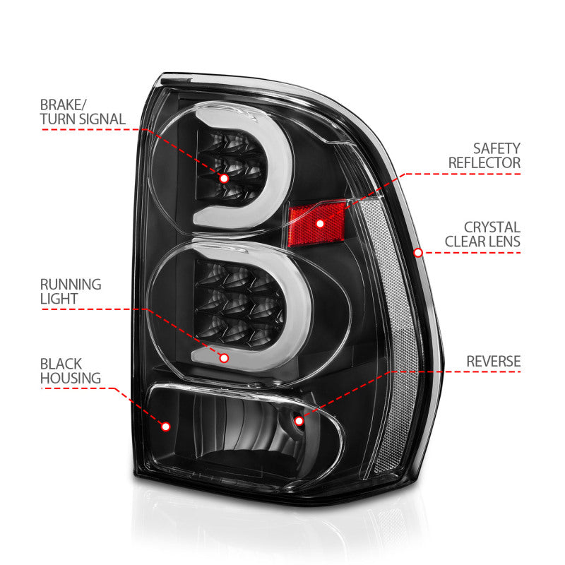 ANZO 2002-2009 Chevrolet Trailblazer LED Tail Lights w/ Light Bar Black Housing Clear Lens 311371 311371 User 3