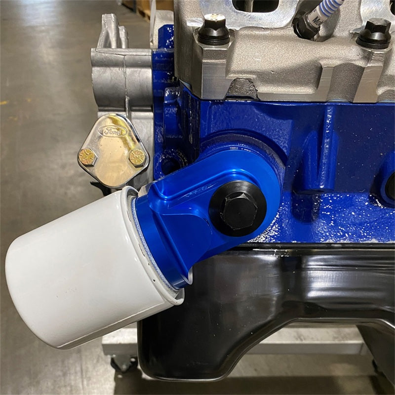 Ford Oil Filter Adapter w/ 3/4-16 Threads- Blue FRDM6880-B50 M-6880-B50 Photo - Mounted