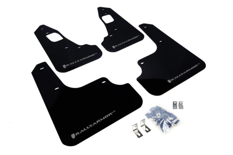 Rally Armor 08+ EVO X UR Mud flap Silver logo MF10-UR-BLK/SIL Photo - Primary