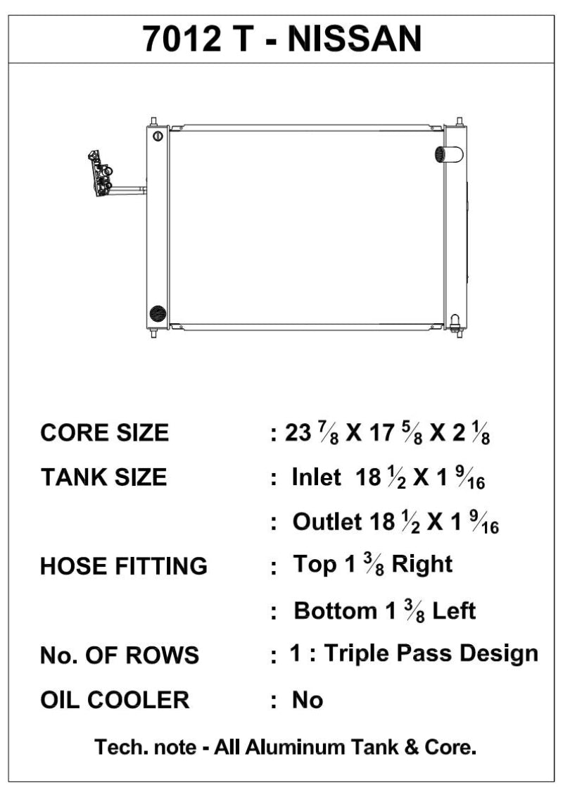 CSF 08-13 Nissan 370Z (Triple-Pass Module - Manual) (Also fits Infiniti G3 7012T Technical Drawing