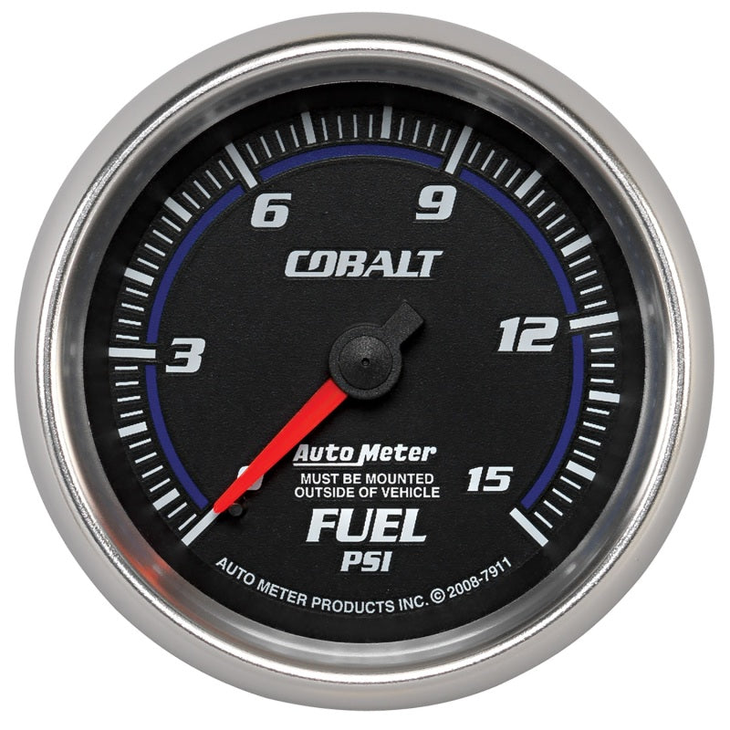 Autometer Gauge, Fuel Pressure, 2 5/8", 15psi, Mechanical, Cobalt 7911 Photo - Primary