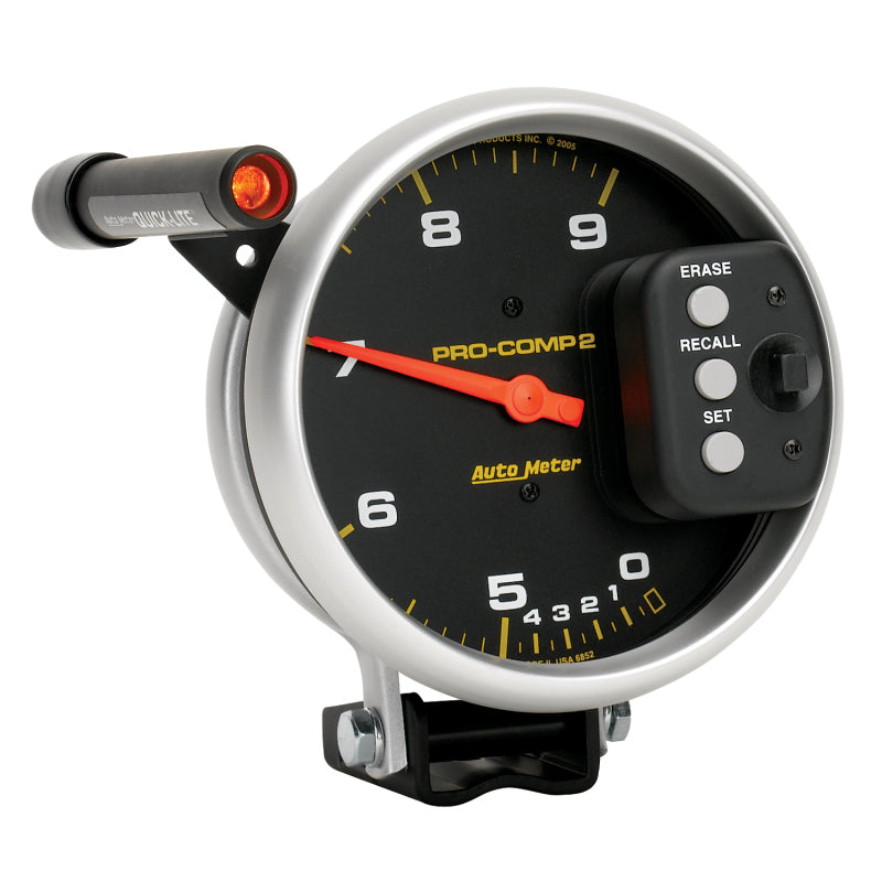 Autometer Gauge, Tach, 5", 9k Rpm, Pedestal Dual Range w/ Quick Lite & Peak Memo 6852 User 4