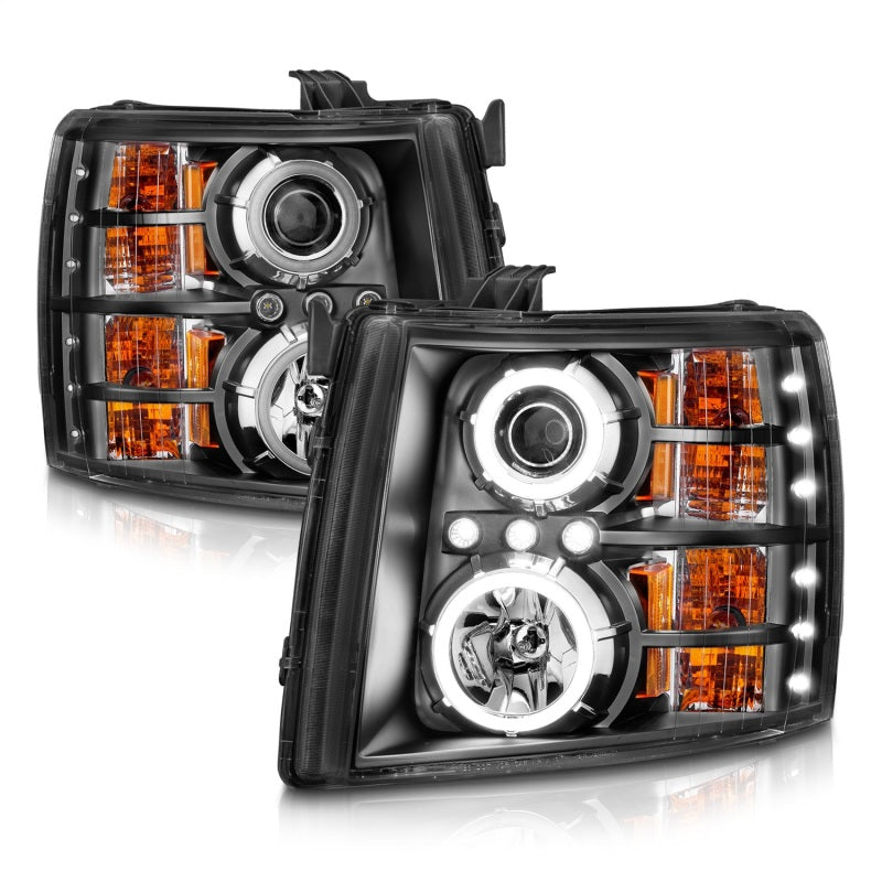 Anzo 2007-2013 Chevrolet Silverado 1500 Projector Headlights w/ Halo Black 111107 Photo - Unmounted