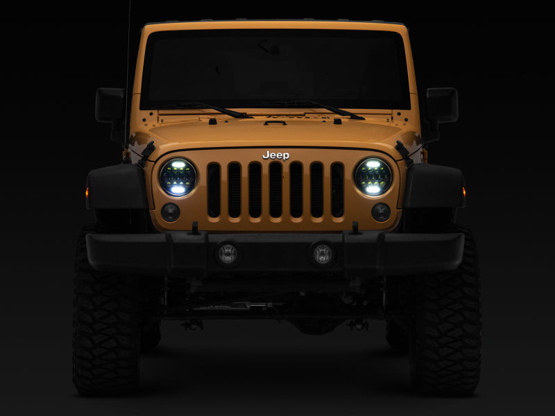 Raxiom 97-18 Jeep Wrangler TJ/JK Axial Series 13-LED Headlights- Black Housing (Clear Lens) J150093 J150093 Photo - Close Up