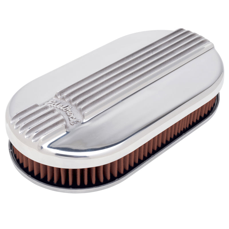 Edelbrock Air Cleaner, Classic Series, Oval, Aluminum Top, Cloth Element, 17.5 " 4115 Photo - Primary