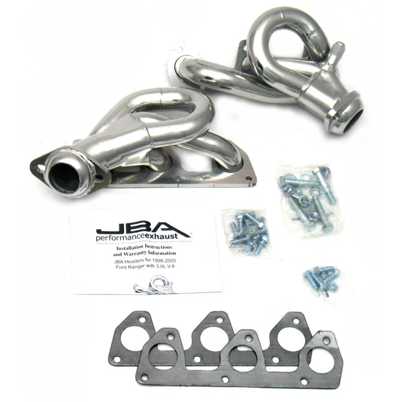 JBA 98-01 Ford Ranger 3.0L V6 w/EGR 1-1/2in Primary Silver Ctd Cat4Ward Header 1647SJS 1647SJS Photo - Primary