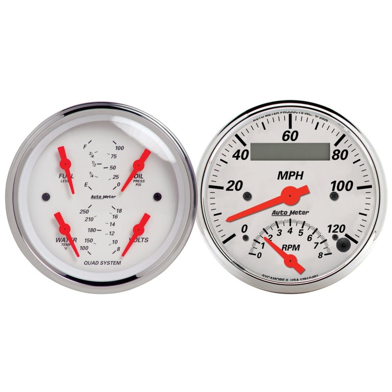 Autometer Arctic White 3-3/8 Quad Gauge and Tach/Speedo Combo 1309 1309 Photo - Primary