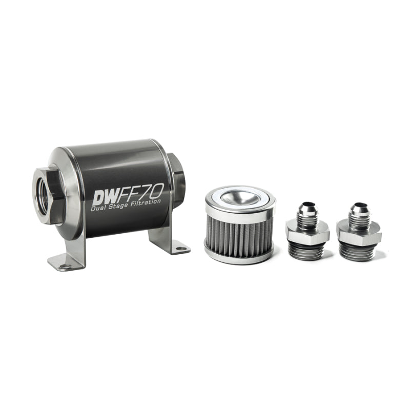DeatschWerks '-6AN, 40 micron, 70mm In-line fuel filter kit 8-03-070-040K-6 Photo - Primary