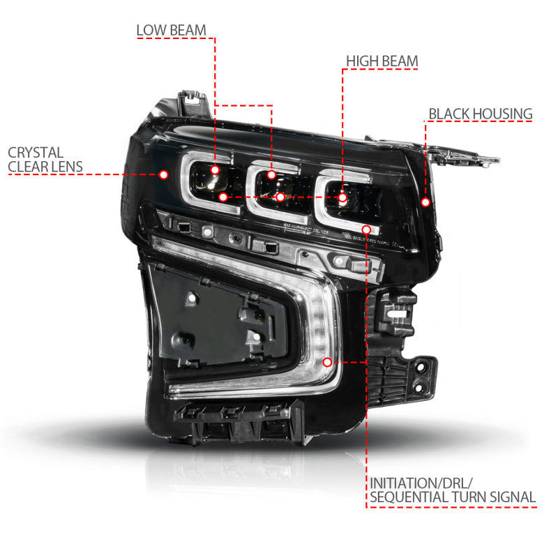 ANZO 21-23 Chevy Tahoe/Suburban LED Light Bar Style Headlights Black w/ Squential DRL (Right Side) 111636X-R 111636X-R User 1