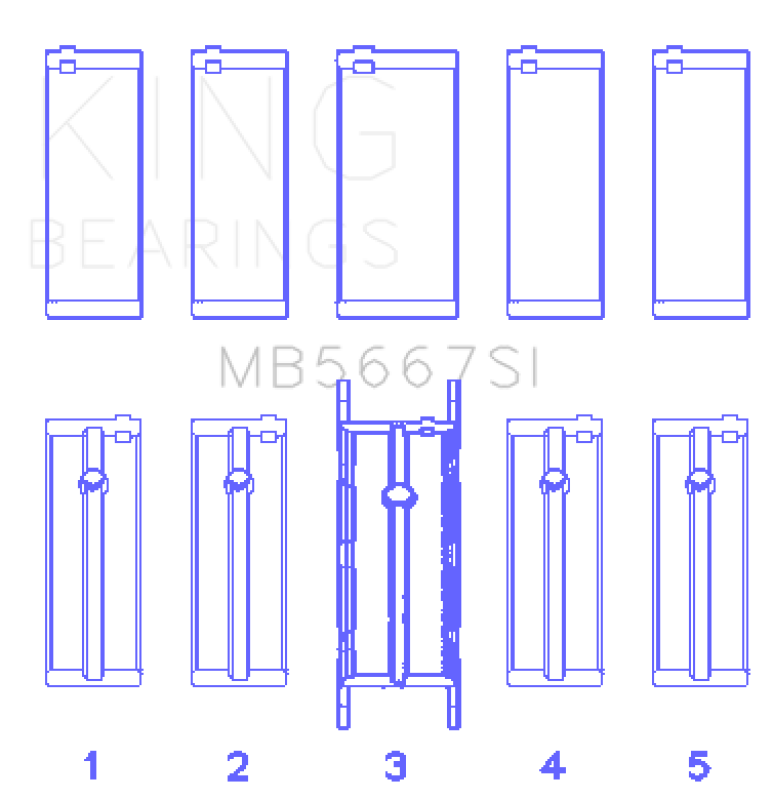 King Engine Bearings King Mini W10B16A/W11B16A (Size STD) Silicon Bi-Metal Aluminum Main Bearing Set MB5667SI MB5667SI Photo - Primary