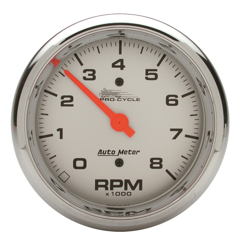 Autometer Pro-Cycle Gauge Tach 3 3/4in 8K Rpm 2&4 Cylinder Silver 19302 19302 Photo - Primary