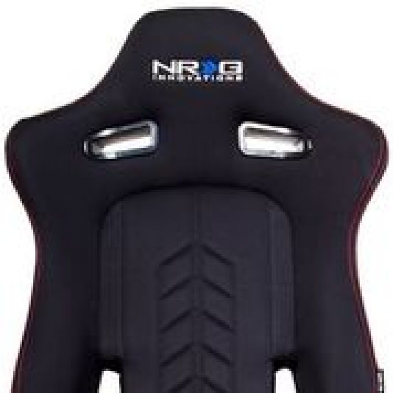 NRG "The Arrow" Cloth Sport Seat Black w/ Red Stitch w/ logo RSC-800L/R User 1