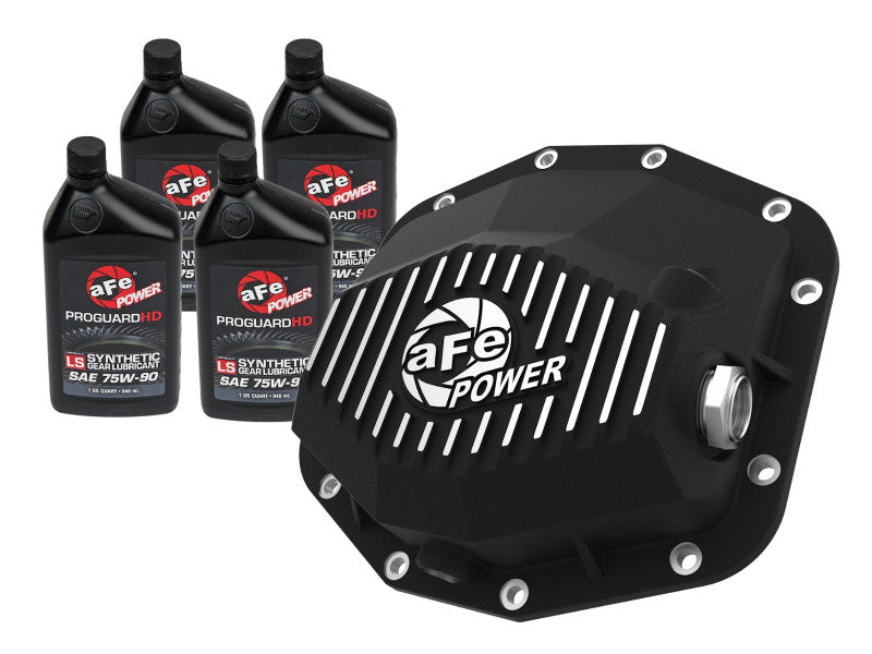 aFe POWER 21-22 Ram1500 TRX Hemi V8 6.2L PRO Series Rear Diff Cover Black w/Machined Fins & Gear Oil 46-71281B 46-71281B Photo - Primary