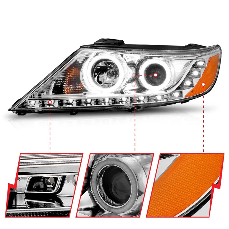 Anzo 2011-2013 Kia Sorento Projector Headlights w/ Halo Chrome (CCFL) 111249 Photo - Unmounted