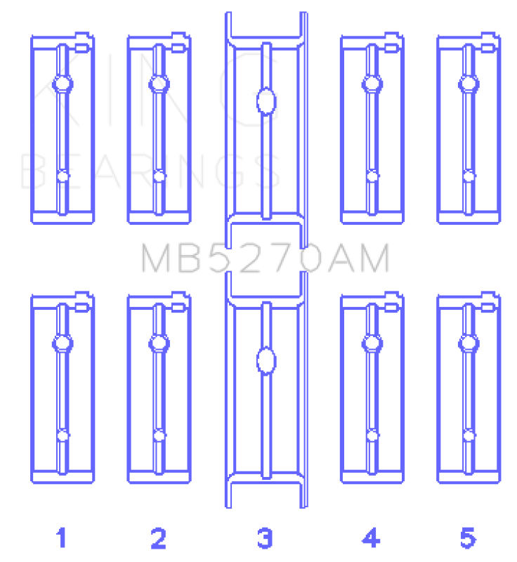 King Engine Bearings King Chrysler 148/148 Turbo DOHC 16V / Jeep 148 DOHC 16V (Size +0.25mm) Main Bearing Set MB5270AM0.25 MB5270AM0.25 Photo - Primary