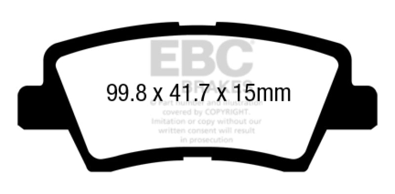 EBC 17+ Kia Sportage 2.0L Turbo (FWD w/Manual PB) Ultimax Rear Brake Pads UD1848 UD1848 Photo - Primary