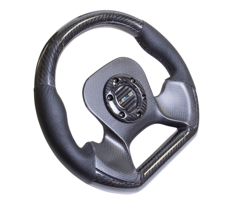 NRG Carbon Fiber Steering Wheel (320mm) CF Center Plate & Two-Tone Carbon w/Leather Trim Handles ST-X10CF ST-X10CF Photo - Primary